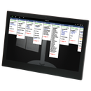 ChefTAB+ 14-inch touchscreen kitchen display system showing live kitchen order tickets