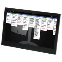 ChefTAB+ 14-inch touchscreen kitchen display system showing live kitchen order tickets