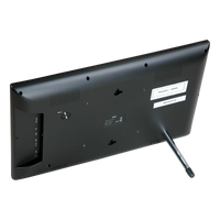 Rear view of the ChefTAB+ 14-inch kitchen display, showing the stand, USB and DC-in ports