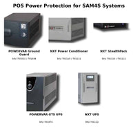 POS power protection options for SAM4S systems including POWERVAR and NXT power conditioners and UPS units
