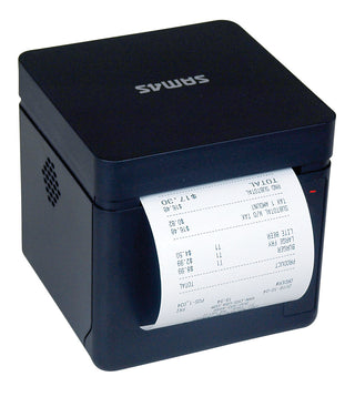 SAM4S GCUBE thermal receipt printer in black, front-right view