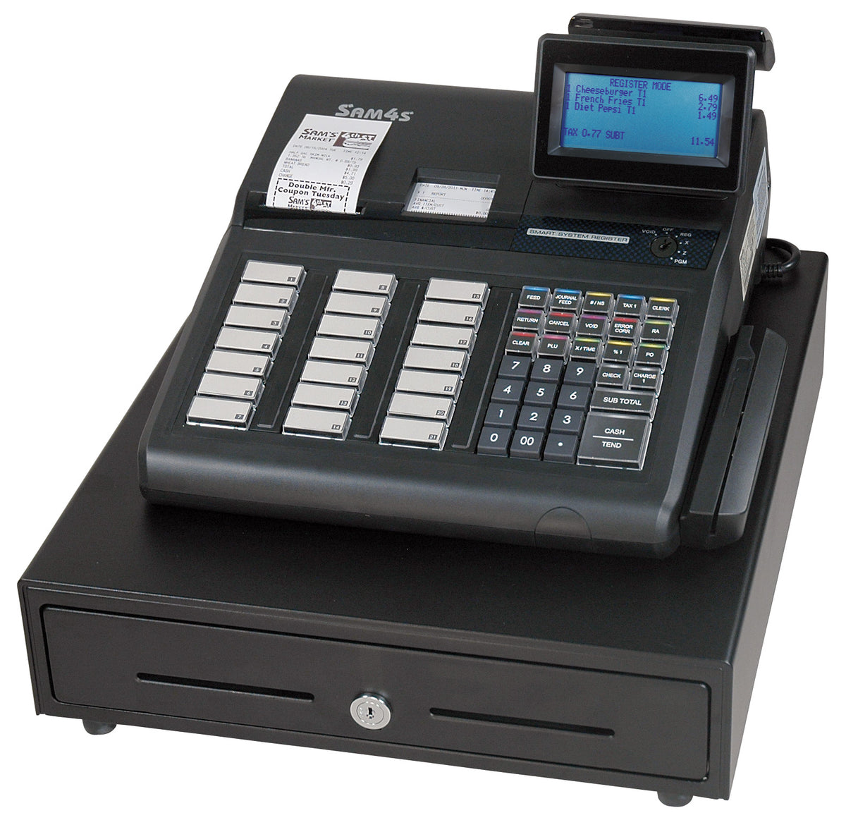 SAM4S SPS-345 Raised-Keyboard Dual-Printer Cash Register