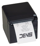 SNBC BTP-S80 black receipt printer, front-right view